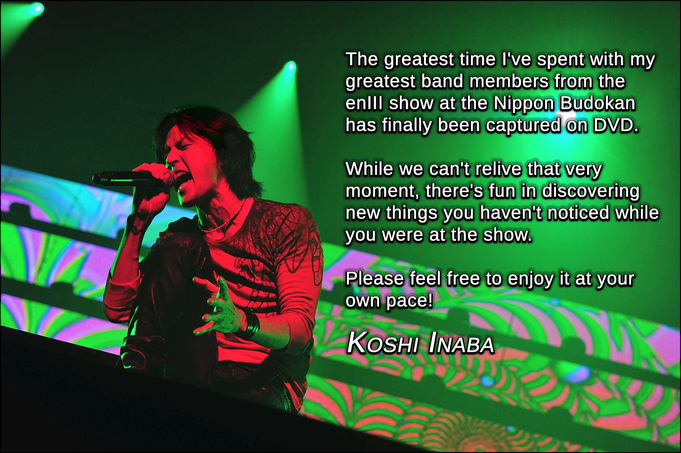 Koshi Inaba Live 2016 ~enIII~ Release Message | OFF THE LOCK